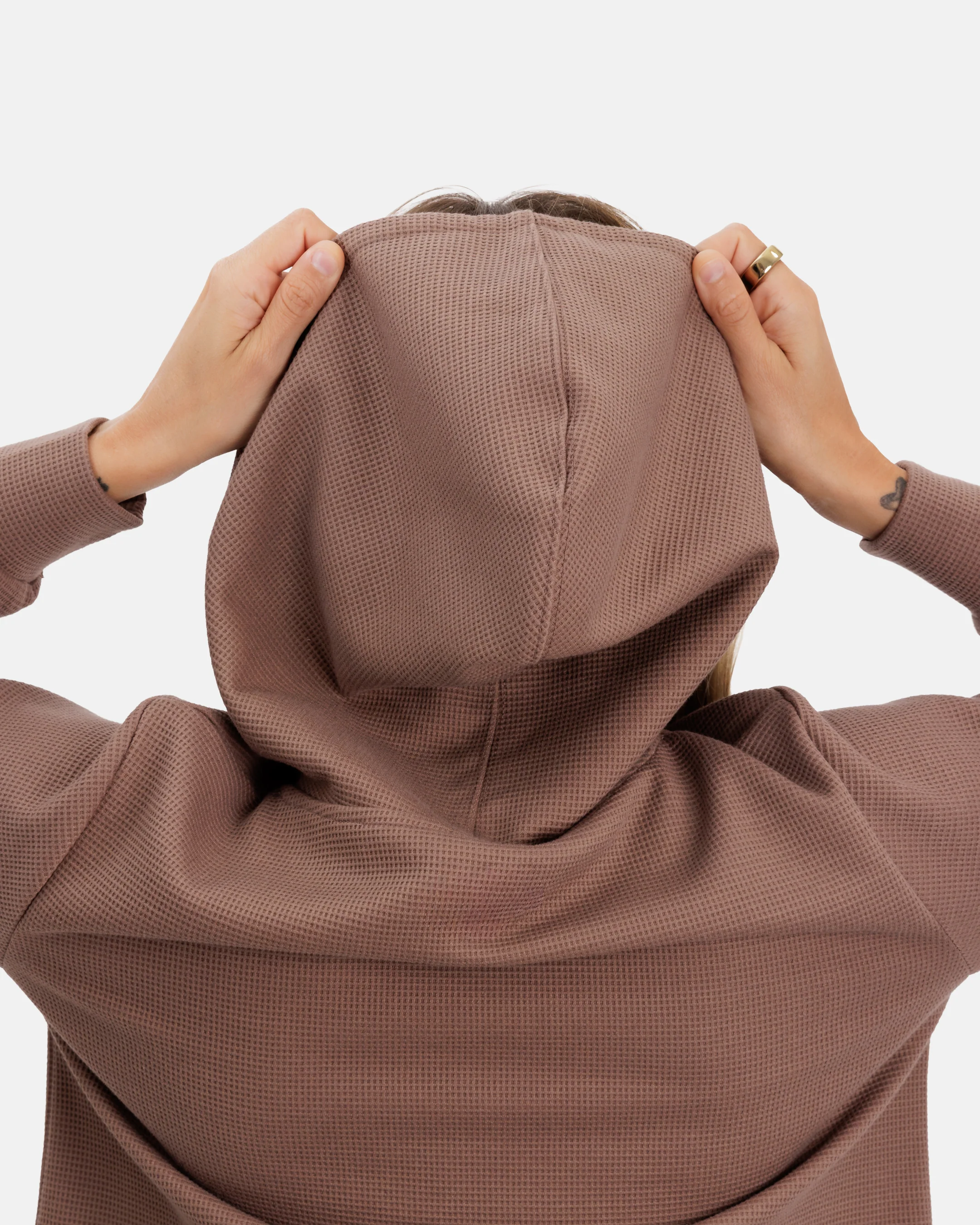 Lakeside Women's Waffle Knit Hoodie - Driftwood - Image 5