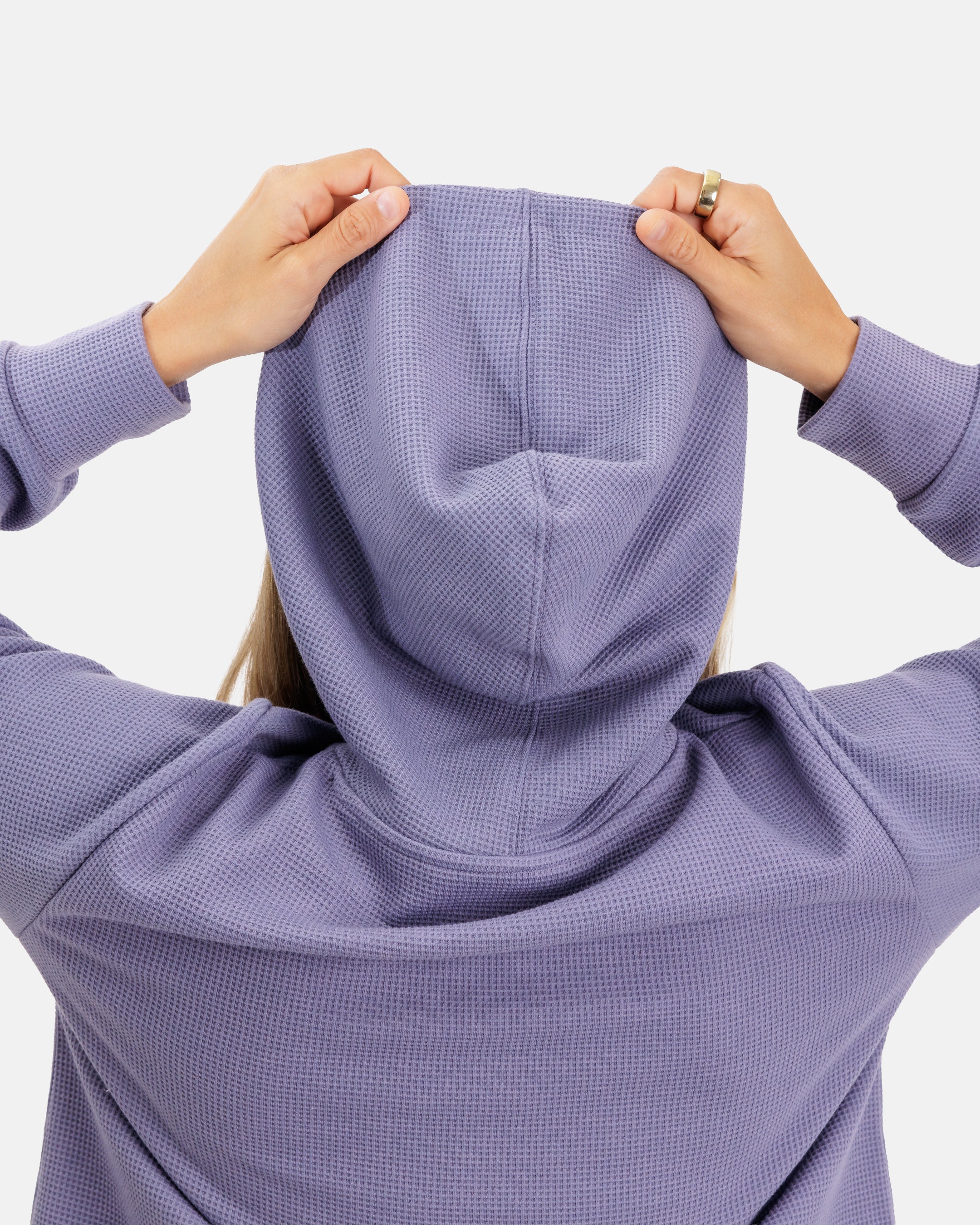 Lakeside Women's Waffle Knit Hoodie - Elderberry - Image 4