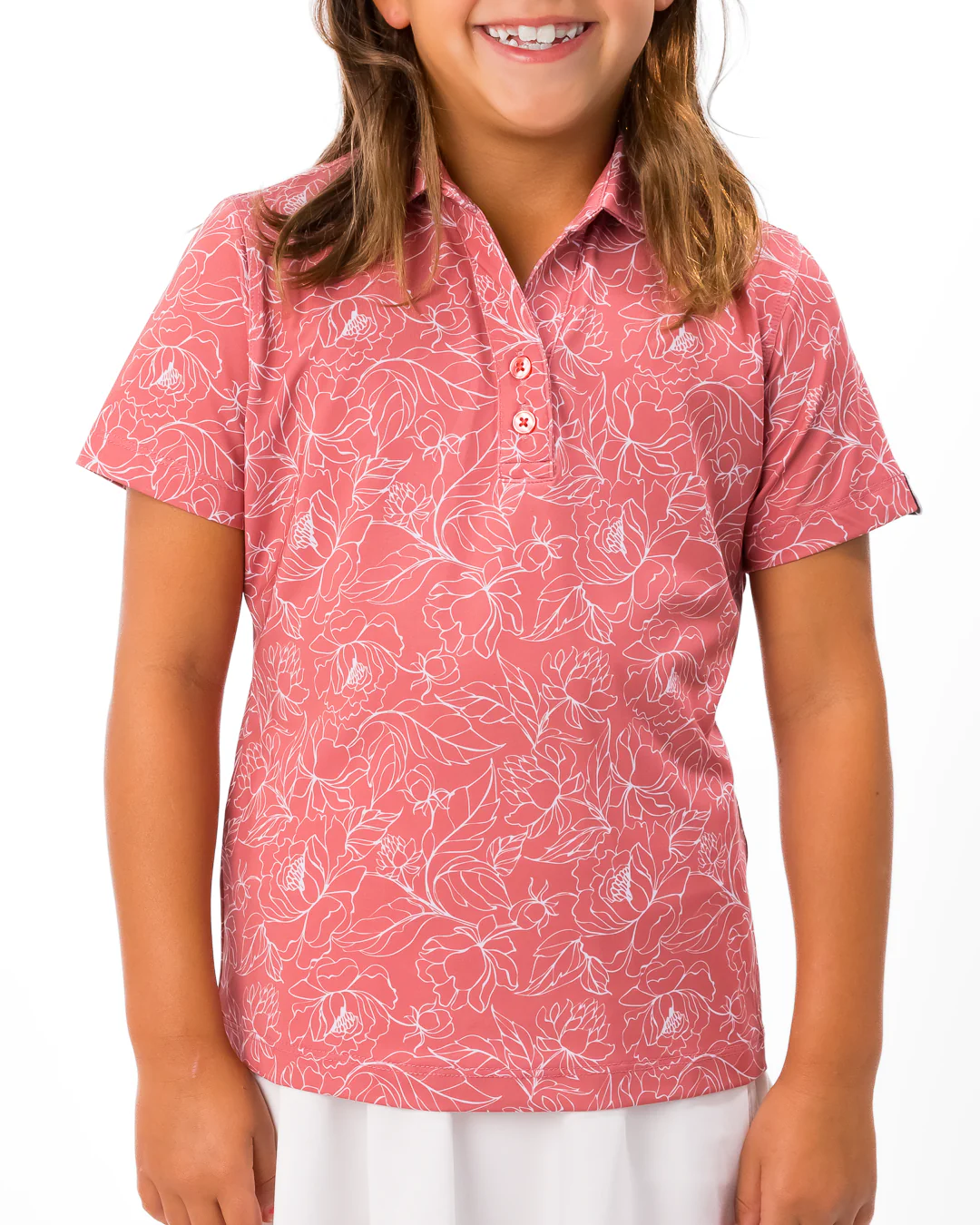 Pin-High Peonies Girl's Polo - Image 5